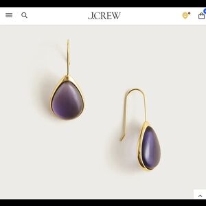 J.Crew Gold Teardrop Amethyst-Color Drop Earrings New!